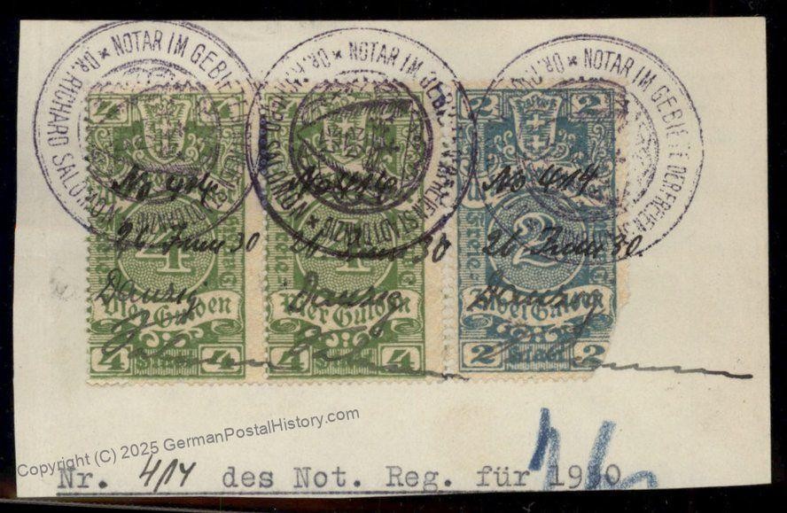 Danzig Poland Germany 2G 4G Urkundensteuer Document Revenue Stamp 90957