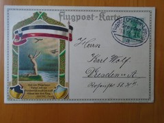 Germany 1914 Dresden to Leipzig art deco Official flight card & special postmark