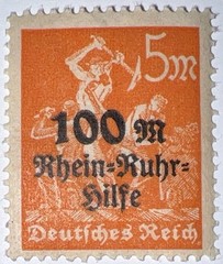 Travelstamps: 1923 Germany Stamp Scott #B5 , Charity Overprint Surcharge MOGNH