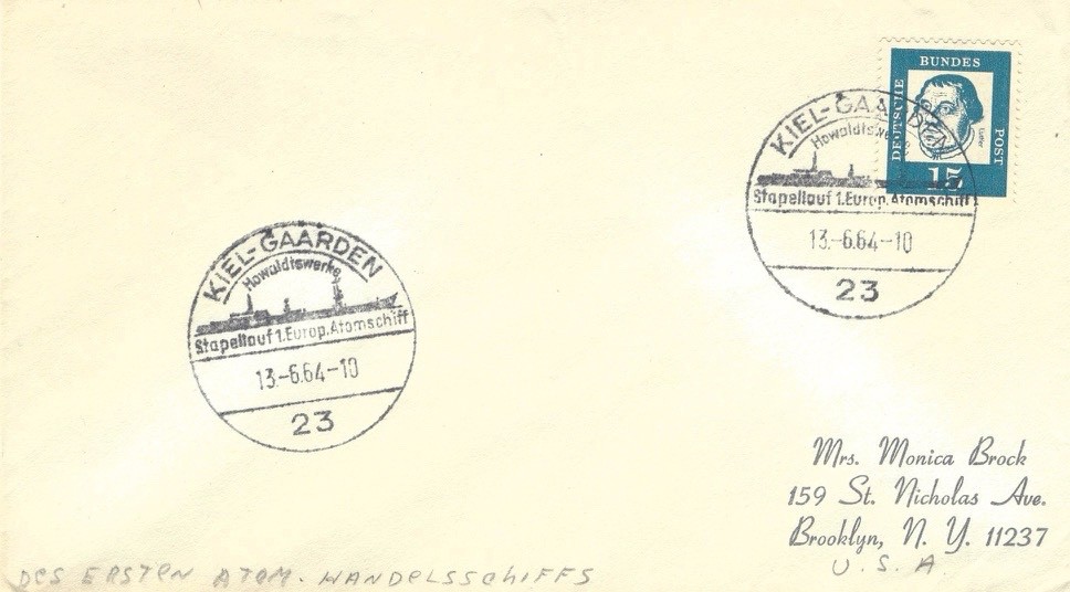 1964 Germany Otto Hahn Atomic Ship Launch Cover Kiel-Gaarden Howaldtswerke