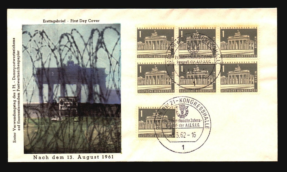 Germany 1962 Brandenberg FDC / Hand Tinted / Tiny Crease – L3256