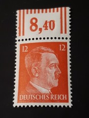 One WWII Unused German Stamps ~ Red 12 Reichspfennig Pfenning stamps , WW2 Era