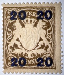 Travelstamps: 1920 Germany Bayern Overprint Stamp Scott#237, Mi 177 – Mint Og Lh
