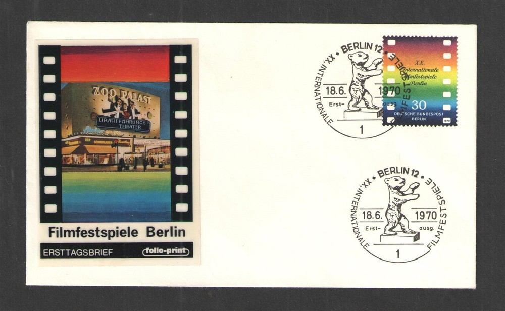 1970 GERMANY Scott # 9N283 { FILM BERLIN BEAR } FOLIO PRINT FDC FIRST DAY COVER