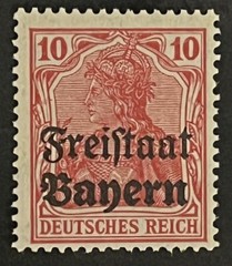 Travelstamps: Germany Bayern Overprint Stamps Sc#180,10pf Mint Watermarked MOGNH