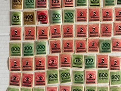 Lot of 242 German Empire Inflation Overprint Stamps Red Purple Green Mixed