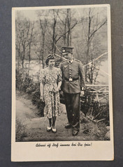 WWII German Soldier Photo Postcard Sweetheart Stroll + 1940s Handwritten Note