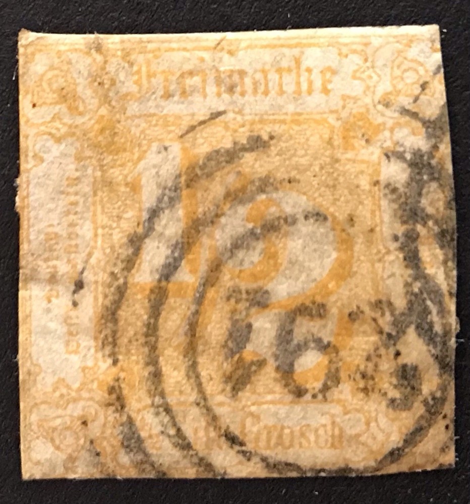 Germany, Thurn and Taxis, 1/2 Sgr, Orange/Yellow, Scott# 17, Imperf., 1862-1863