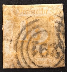 Germany, Thurn and Taxis, 1/2 Sgr, Orange/Yellow, Scott# 17, Imperf., 1862-1863