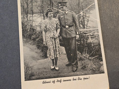 WWII German Soldier Photo Postcard Sweetheart Stroll + 1940s Handwritten Note