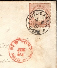 1873 Tans-Atlantic Leipzig, Germany, to Aurora, Ind., Cover w/Scott #19