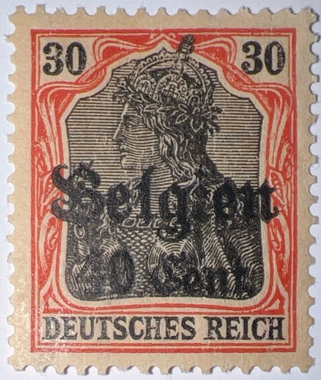 Travelstamps: Germany Offices in Belgium Stamps 30pf w/ 40c OP MOGH Wmk