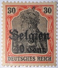 Travelstamps: Germany Offices in Belgium Stamps 30pf w/ 40c OP MOGH Wmk