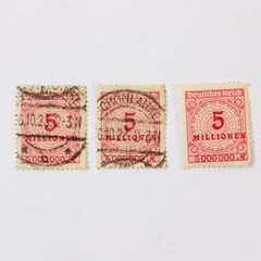 Lot Of 9 Germany 5 Million 10 Million Mark Stamps Used 1920s Hyperinflation