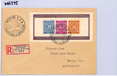 GERMANY Allied Occ *FUNF REICHSMARK* MINI-SHEET Used Cover 1946 Reg Berlin WF375