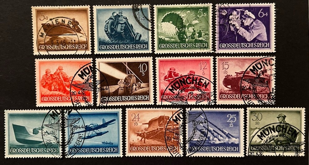 Travelstamps: Germany Stamps 1944 Scott #B257-B269 Hero’s Memorial Day Used