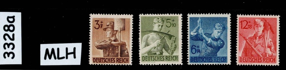 MLH stamp set B237-B240 WWII Germany Hitler youth Reich Labor service #3328a