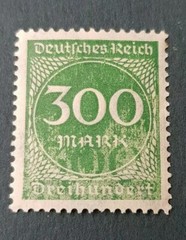 Germany Weimar Republic Deutsches Reich 300 Mark Rare unique Stamp Error