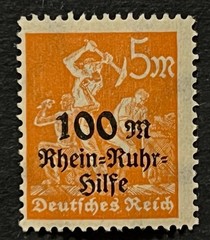 Travelstamps: 1923 Germany Stamps Sg# 257 Rhine-Ruhr Charity OP Mint MNH OG