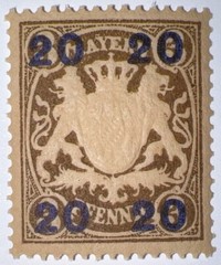Travelstamps: 1920 Germany Bayern Overprint Stamp Mi 177 – Mint MOGH