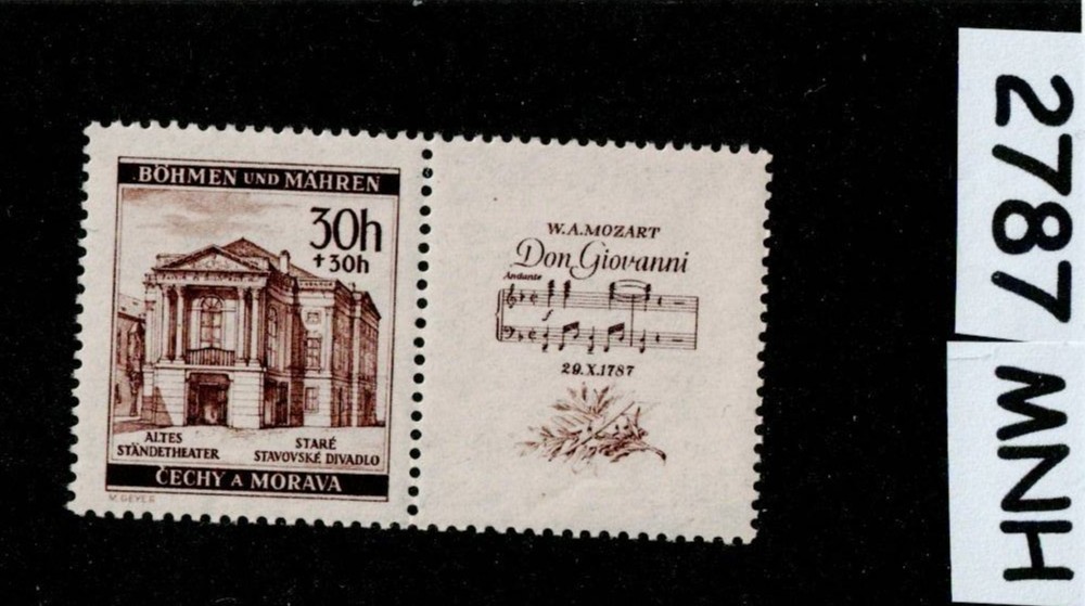 MNH Stamp B5 Wolfgang Amadeus Mozart 1941 WWII Germany Occupation of BaM #2787