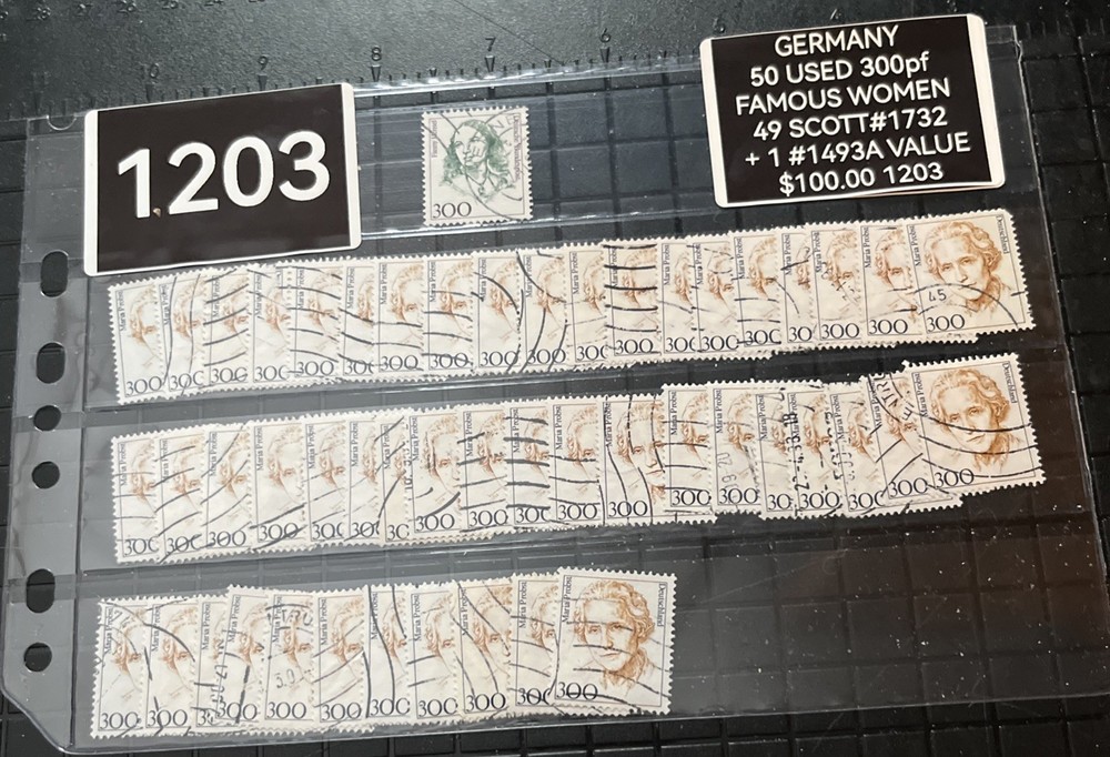 GERMANY 50 USED 300pf FAMOUS WOMEN 49 SCOTT#1732 AND ONE SCOTT#1493A VALUE $100+