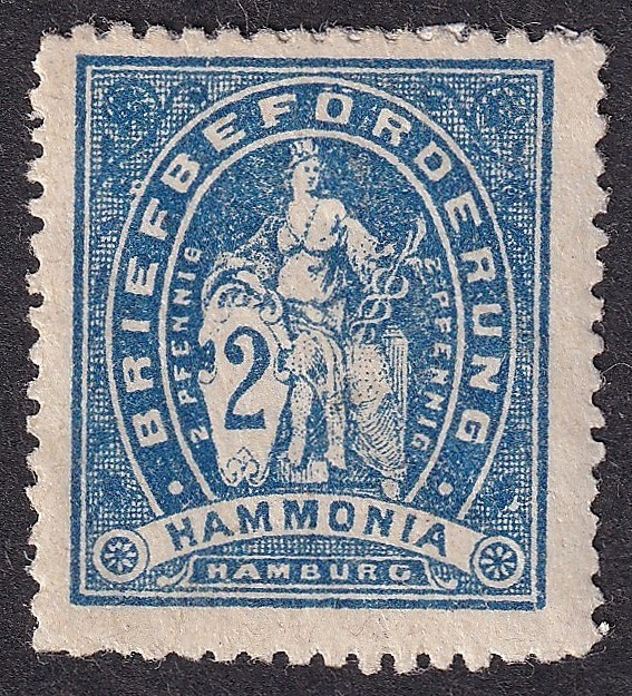 Germany local private post HAMBURG Hammonia 1887 2pf blue MH