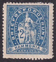 Germany local private post HAMBURG Hammonia 1887 2pf blue MH