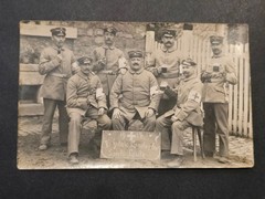 WWI German Red Cross Named Medic Group Photo 1914 7. Fideles Landwehr Beer Toast