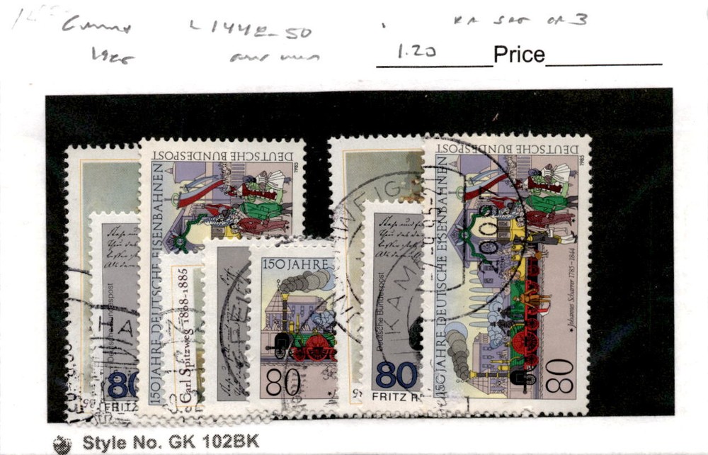 Germany, Postage Stamp, #1448-1450 Lot Used, 1985 Carl Spitzweg (AF)