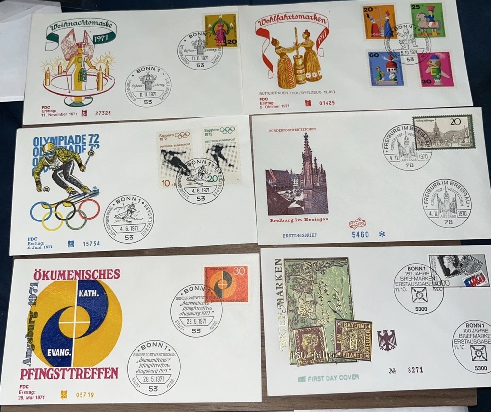 SIX DIFFERENT GERMANY 🇩🇪 NUMBERED FDC SEE SCANS LOOK 👀 1349