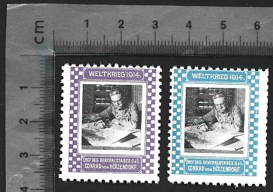 Germany WWI WELTKRIEG 1914 poster stamps (2) Chief of Staff C von Holzendorf MNH