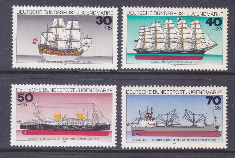 Germany B538-38 MNH 1977 Historic Ships Full Set of 4 Very Fine