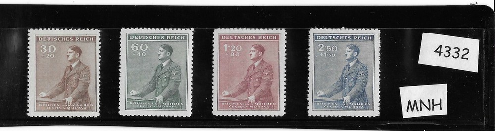 MNH stamp set B09-B12 / Adolf Hitler 1942 Birthday WWII Third Reich Occupation