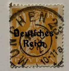 1920 BAVARIA GERMANY 10 pf STAMP #239 WITH MUNICH SON SOTN BULLSEYE CANCEL