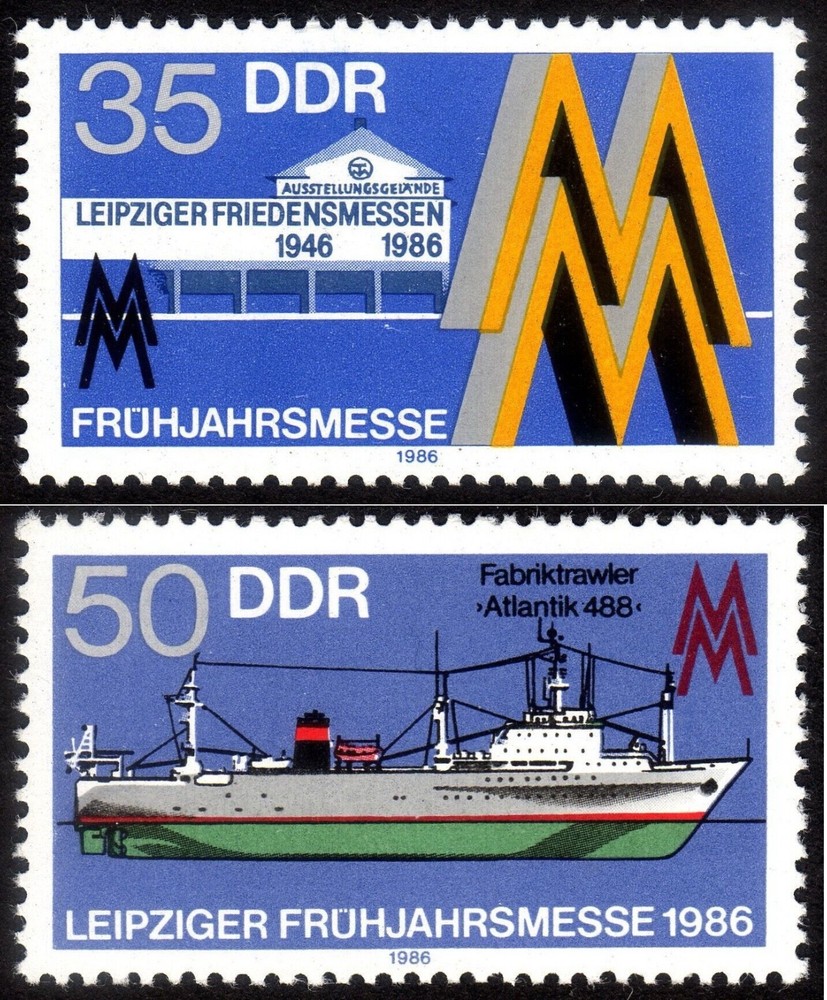 DDR #Mi3003-Mi3004 MNH 1988 Leipzig Spring Fair Trawler Atlantic 488 [2526-2527]