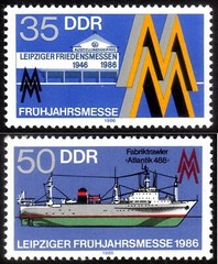 DDR #Mi3003-Mi3004 MNH 1988 Leipzig Spring Fair Trawler Atlantic 488 [2526-2527]