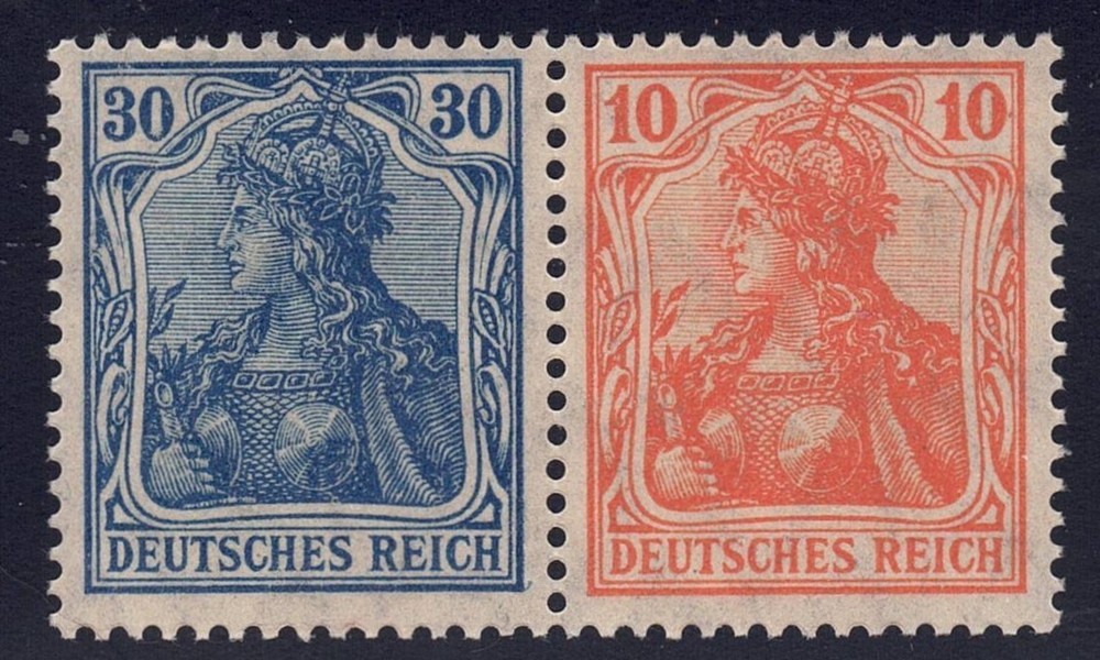 Germany – 1921 Zd-MiNr. W15, 30pf+10pf Germania, se-tenant pair, MNH