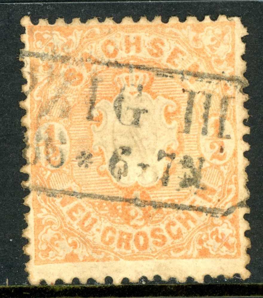 Germany 1863 Saxony ½ng Orange Scott #16 VFU K936