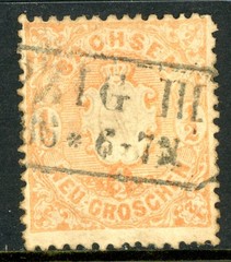 Germany 1863 Saxony ½ng Orange Scott #16 VFU K936