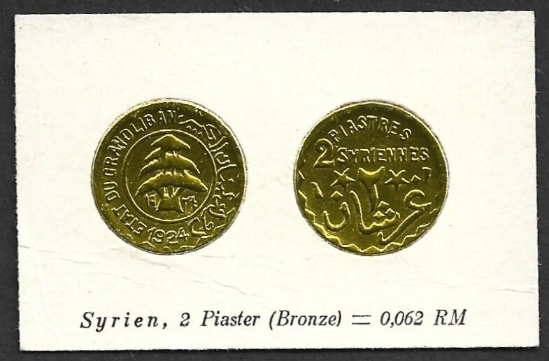 (BL) German 1924 Golden Foil Syrien, 2 Piaster (Bronze) = 0,062 RM Replica