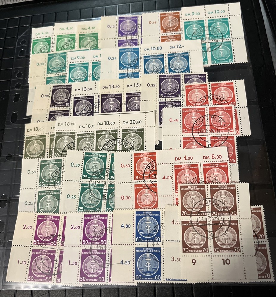 30 USED/CTO BLOCKS OF 4 GERMANY DDR #O1/O16 SEE SCAN CONTENT 120 TOTAL 1204