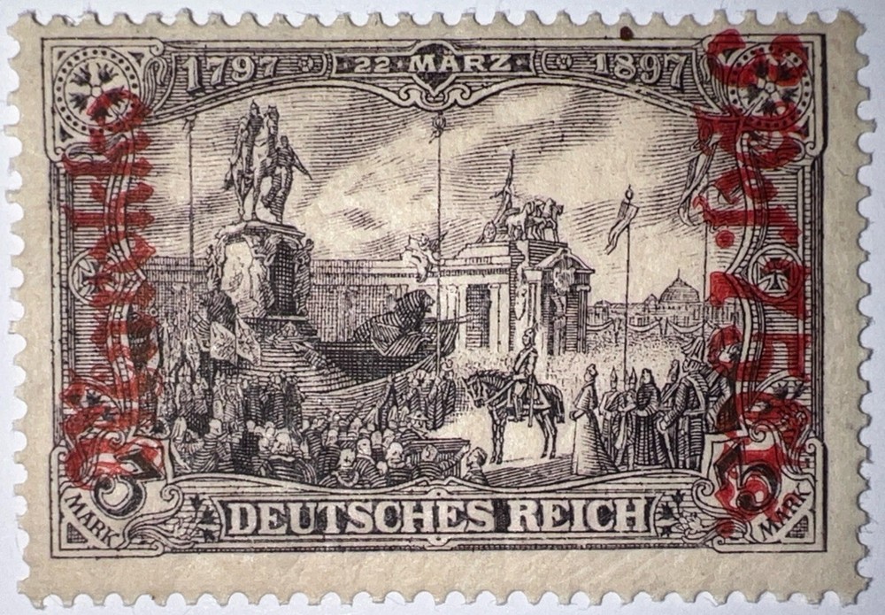 Travelstamps: 1911 Germany Morocco Stamps Sc #56 Mi 57 – 3 Mark with OP MOGLH