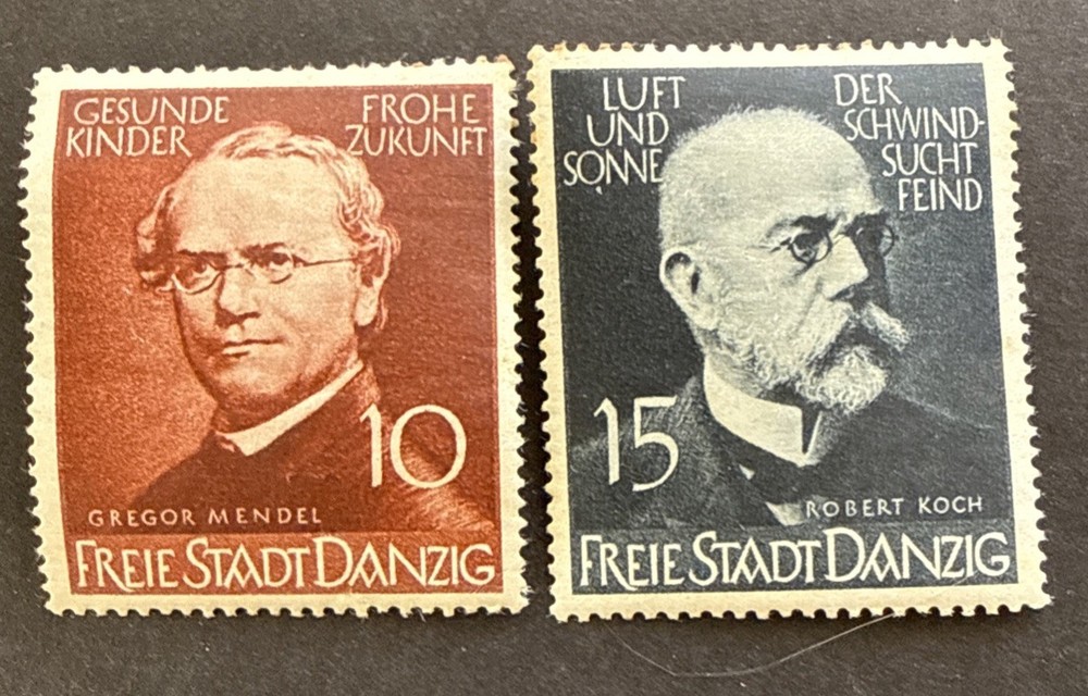 1939 Danzig MNH Stamp Set Gregor Mendel Koch Medical Science Issues #238-239