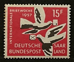 Travelstamps: Saar Germany Stamps Sg 405 – 1957 Int’l Letter Writing Week MNH OG