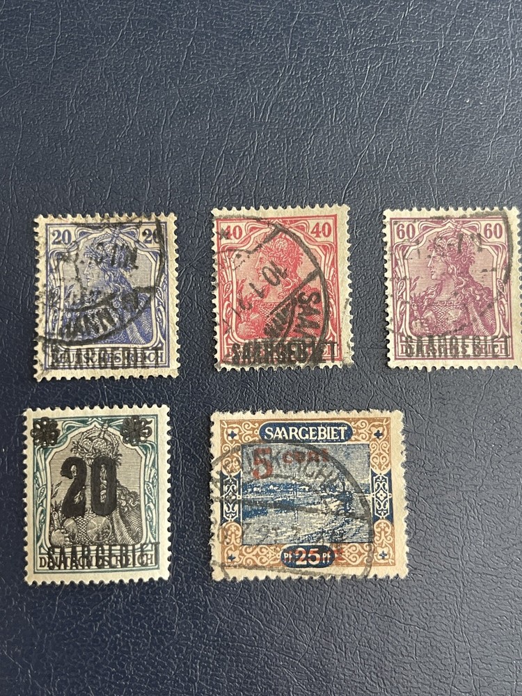SAARGEBIET-Germany-EMPIRE-1920-1921, 5 Stamps, VF, See Photos