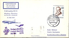 Germany FFC 1959 – Airmail – Hamburg To Barcelona – J7383