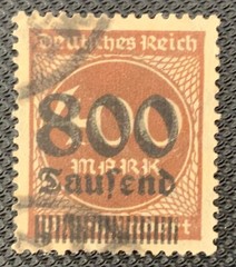 Germany Hyperinflation Stamp 400 marks overstamped 800 thousand Used