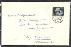 (BL) Germany 1942 Helden Gedentag 12pf+38pf on cover