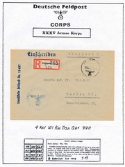 Germany WWII 1943 Registered Feldpost Cover XXXV Army Corps Berlin R Label